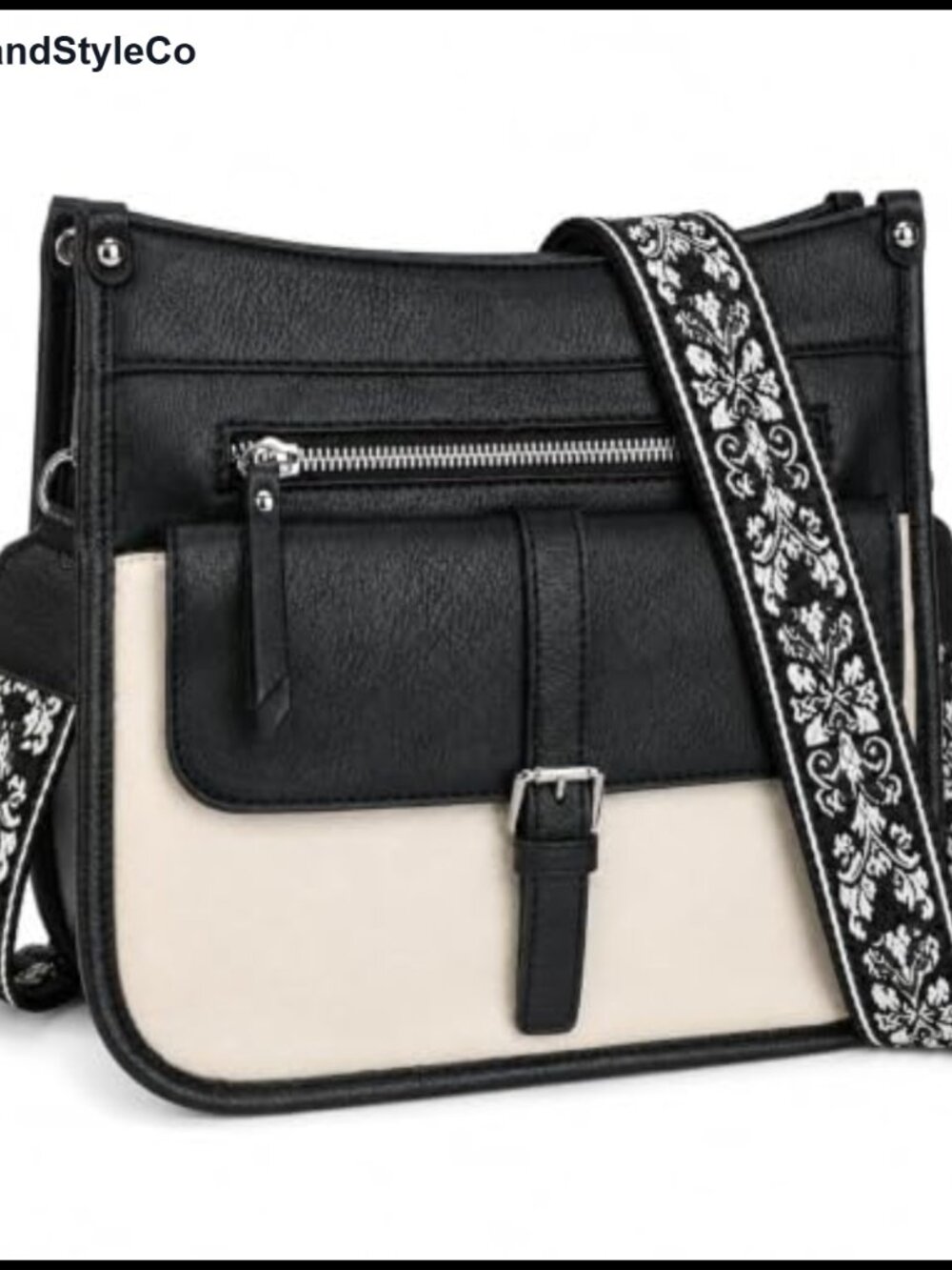 Vegan Leather Crossbody Bag with 6 Pockets for Women Adjustable Strap Satchel